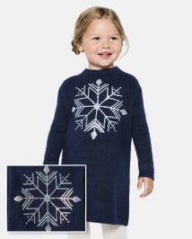 Baby And Toddler Girls Long Sleeve Sequin Snowflake Sweater Dress TIDAL The Children s Place CA