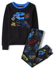 Boys Dino Bones Snug Fit Cotton Pajamas