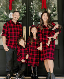 Baby Girls Christmas Long Sleeve Bodysuit And Buffalo Plaid Knit