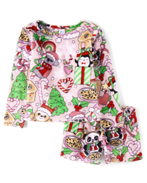 Girls Christmas Fleece Pajamas