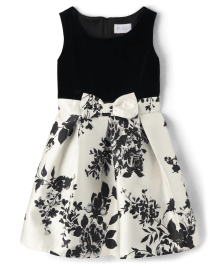 Girls Floral Velour Fit And Flare Dress