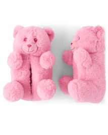 Girls Bear Faux Fur Slippers