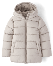 Girls Long Sleeve Long Puffer Jacket BROWN The Children s Place CA