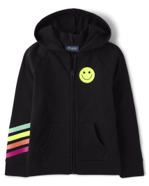 Girls Graphic Fleece Zip-Up Hoodie