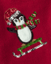 Girls Christmas Long Sleeve Sequin Penguin Sweater CLASSICRED The Children s Place CA