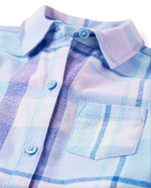 Chemise boutonnée en flanelle Fille à carreaux
