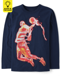 Boys Long Sleeve Glow In The Dark Basketball Player Graphic Tee | The ...