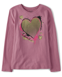 Girls Long Sleeve Love Heart Graphic Tee | The Children's Place CA - LT ...