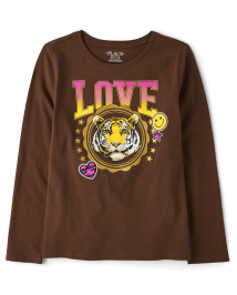 Girls Long Sleeve Tiger Love Graphic Tee | The Children's Place CA ...