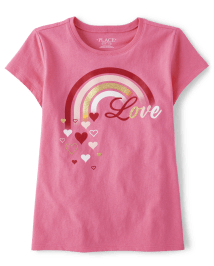 Girls Valentine's Day Short Sleeve Love Rainbow Graphic Tee | The ...