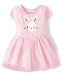 Toddler Girls Short Sleeve Bunny Mesh Woven Tutu Dress | The 