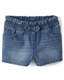 Toddler Girls Paperbag Waist Denim Shortie Shorts