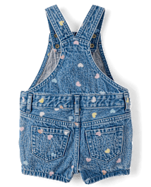 Baby And Toddler Girls Print Denim Shortalls
