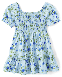 Toddler Girls Mommy And Me Short Puff Sleeve Floral Print Challis Woven ...