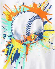 Boys Baseball Paint Splatter Graphic Tee