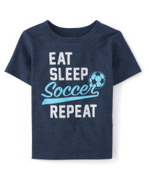 Baby And Toddler Boys Eat Sleep Soccer Repeat Graphic Tee