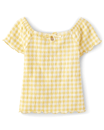 Girls Gingham Smocked Top