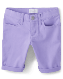 Girls Roll Cuff Twill Skimmer Shorts