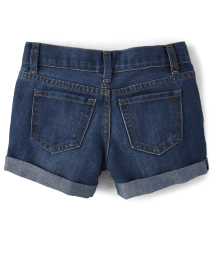 Girls Roll Cuff Denim Shortie Shorts