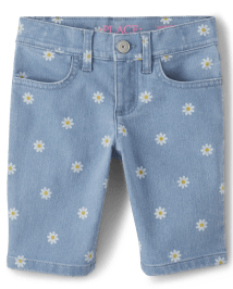 Girls Daisy Denim Skimmer Shorts