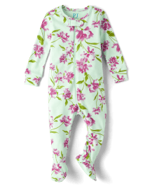 Baby And Toddler Girls Mommy And Me Floral Snug Fit Cotton Footed One Piece Pajamas