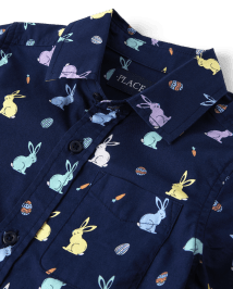 Boys Bunny Poplin Button Up Shirt