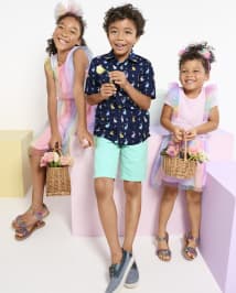 Boys Bunny Poplin Button Up Shirt