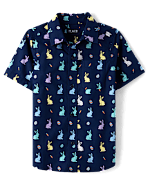 Boys Bunny Poplin Button Up Shirt