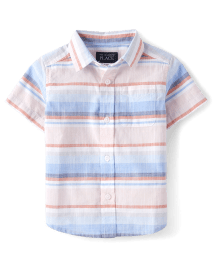 Baby And Toddler Boys Dad And Me Short Sleeve Striped Chambray Button ...