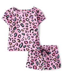 Girls Rainbow Leopard Pajamas