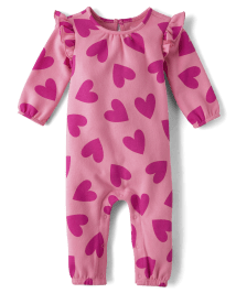 Baby Girls Heart Fleece Romper