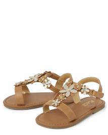 Toddler Girls Metallic Floral Gladiator Sandals