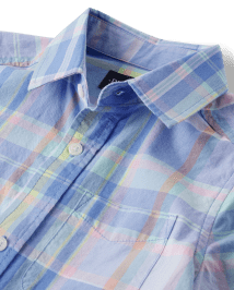 Chemise boutonnée en popeline à carreaux pour garçon