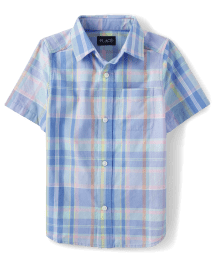 Chemise boutonnée en popeline à carreaux pour garçon