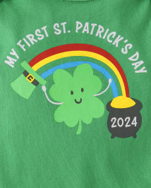 Unisex Baby Short Sleeve First St. Patrick's Day Graphic Bodysuit