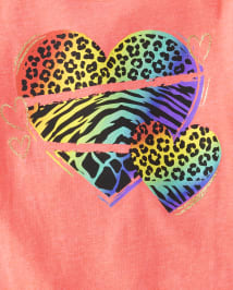Fille arc-en-ciel Animal Heart T-shirt imprimé