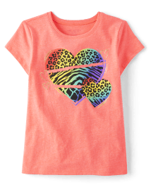 Fille arc-en-ciel Animal Heart T-shirt imprimé