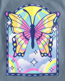 Girls Rainbow Butterfly Graphic Tee