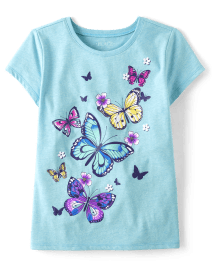 Fille Papillon T-shirt imprimé