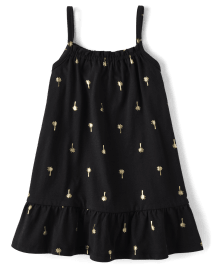 Baby And Toddler Girls Mix And Match Sleeveless Palm Tree Print Ruffle Swing Dress BLACK The Children s Place CA