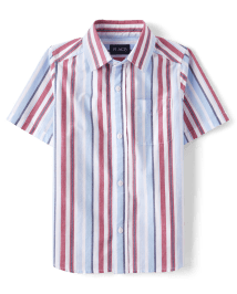 Chemise boutonnée en popeline rayée pour garçon