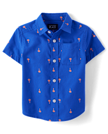 Baby And Toddler Boys Palm Tree Poplin Button Up Shirt