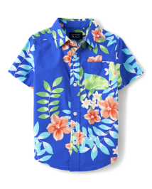 Baby And Toddler Boys Matching Family Tropical Poplin Button Up Shirt