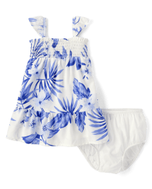 Baby Girls Matching Family Sleeveless Tropical Print Smocked Ruffle Dress SIMPLYWHT The Children s Place CA