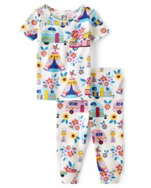 Baby And Toddler Girls Short Sleeve Camper Print Snug Fit Cotton Pajamas WHITE The Children s Place CA