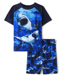 Boys Short Raglan Sleeve Shark Pajamas BLACK The Children s Place CA