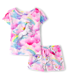 Girls Short Sleeve Unicorn Pajamas PINK The Children s Place CA