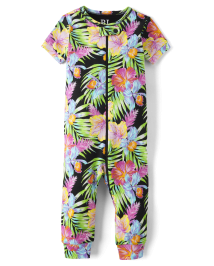 Baby And Toddler Girls Tropical Snug Fit Cotton One Piece Pajamas