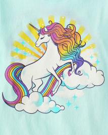 Girls Rainbow Unicorn Graphic Tee