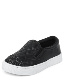 Toddler Girls Glitter Quilted Slip On Sneakers